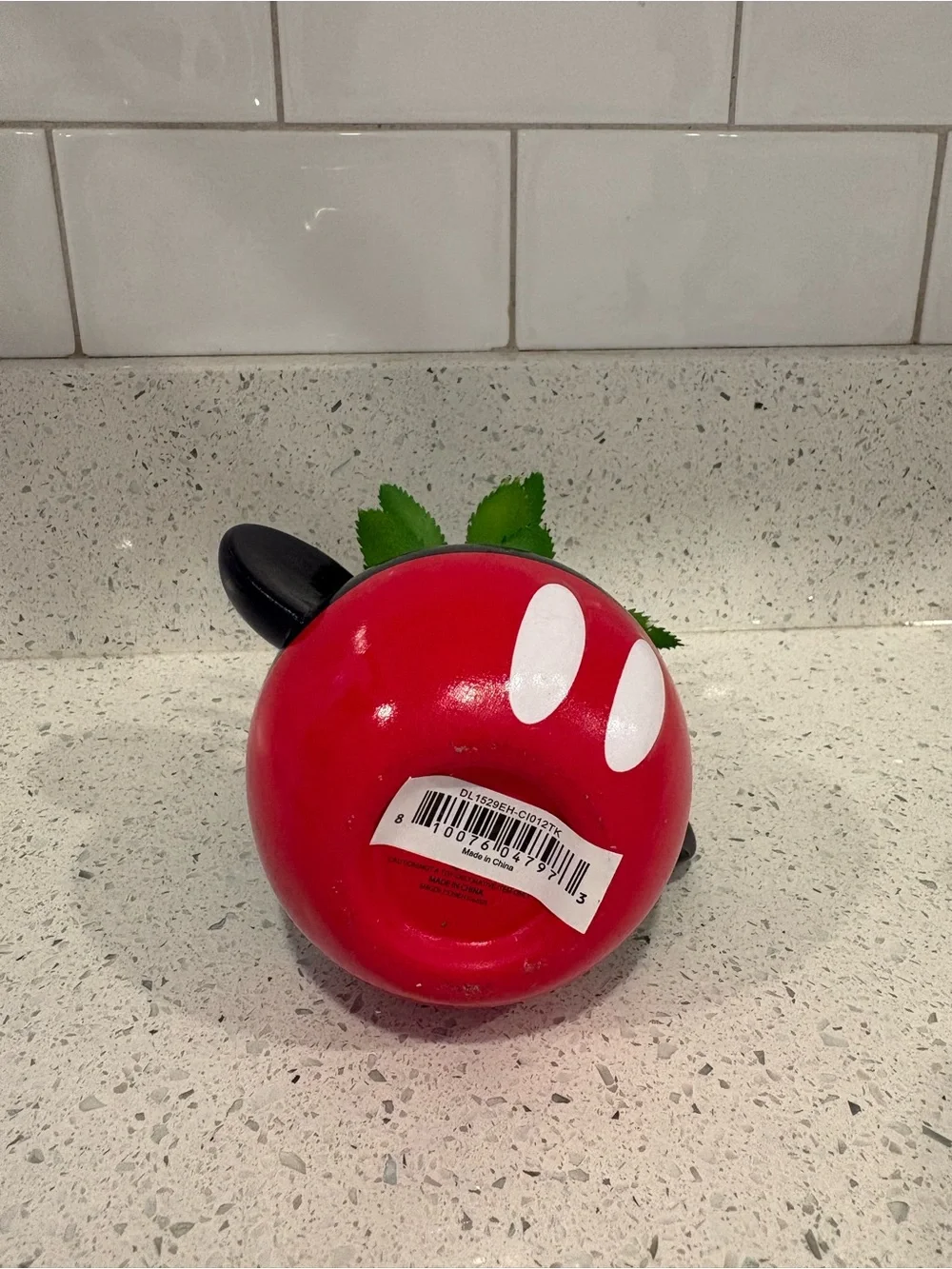 Disney Black and Red Character Ceramic Planter with Green Faux Succulent